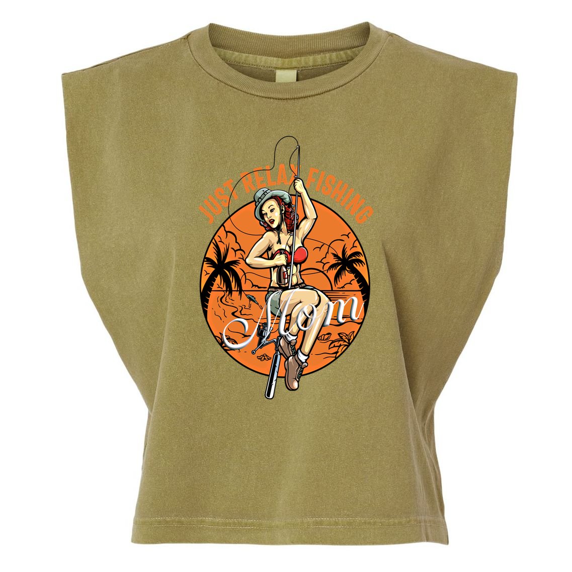 Fishing Mom Top Angler Mother's Day Bass Fishing Contest Gift Garment-Dyed Women's Muscle Tee