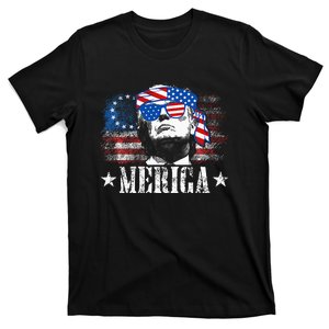 Funny Merica Trump 4th Of July Us American Flag T-Shirt