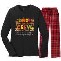 Family Matching Thanksgiving 2024 Thanksgiving Crew Turkey Women's Long Sleeve Flannel Pajama Set 