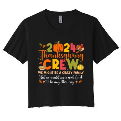 Family Matching Thanksgiving 2024 Thanksgiving Crew Turkey Women's Crop Top Tee