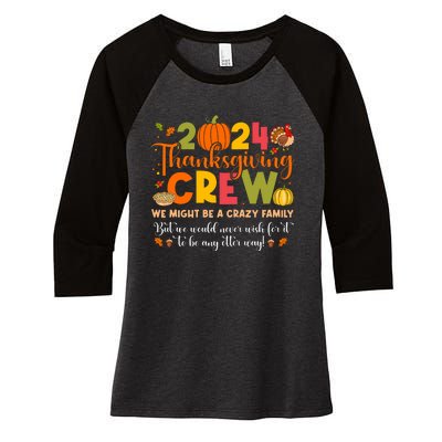 Family Matching Thanksgiving 2024 Thanksgiving Crew Turkey Women's Tri-Blend 3/4-Sleeve Raglan Shirt