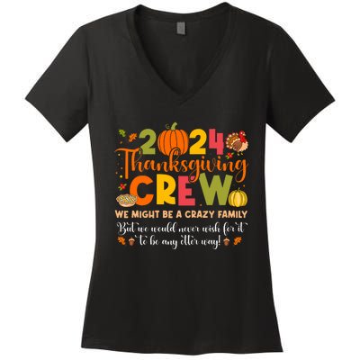 Family Matching Thanksgiving 2024 Thanksgiving Crew Turkey Women's V-Neck T-Shirt