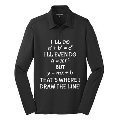 Funny Math Teacher Joke Quote Silk Touch Performance Long Sleeve Polo