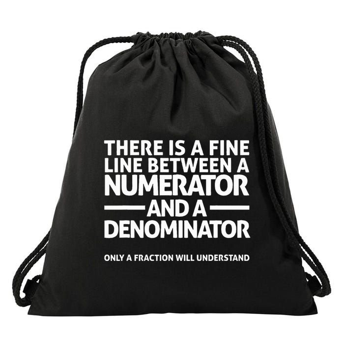 Funny Math T Fine Line Numerator Denominator Drawstring Bag