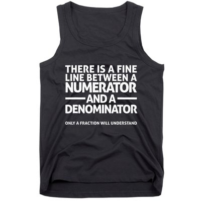 Funny Math T Fine Line Numerator Denominator Tank Top
