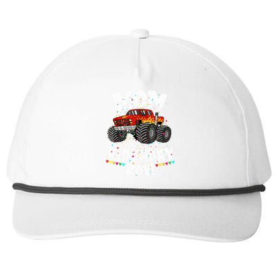 Funny Monster Truck Mom Of The Birthday Boy Gift For Her Snapback Five-Panel Rope Hat