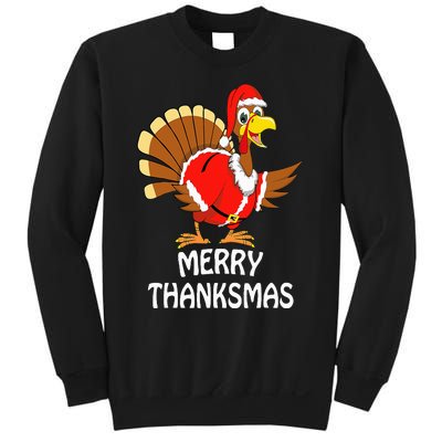 Funny Merry Thanksmas Turkey Happy Thanksgiving Christmas Sweatshirt