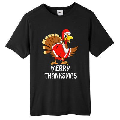 Funny Merry Thanksmas Turkey Happy Thanksgiving Christmas Tall Fusion ChromaSoft Performance T-Shirt