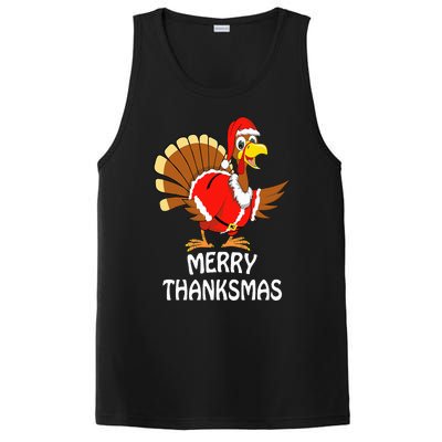 Funny Merry Thanksmas Turkey Happy Thanksgiving Christmas PosiCharge Competitor Tank