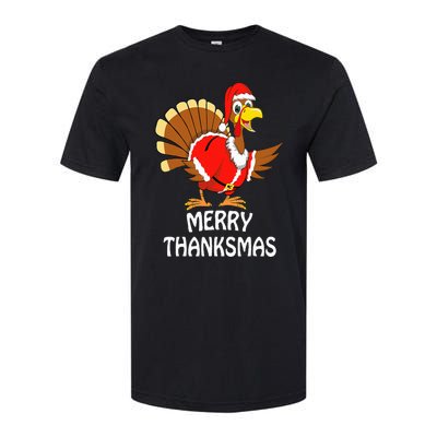 Funny Merry Thanksmas Turkey Happy Thanksgiving Christmas Softstyle CVC T-Shirt