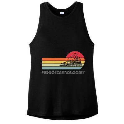 Ferroequinologist Model Train Enthusiast Railroading Railfan Ladies PosiCharge Tri-Blend Wicking Tank
