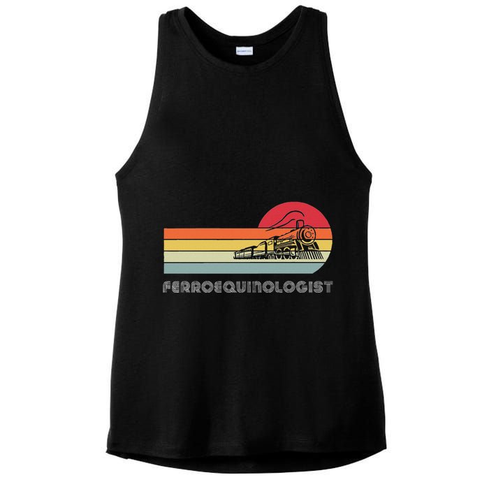 Ferroequinologist Model Train Enthusiast Railroading Railfan Ladies PosiCharge Tri-Blend Wicking Tank