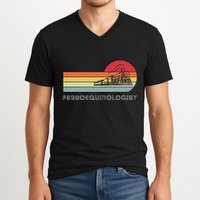 Ferroequinologist Model Train Enthusiast Railroading Railfan V-Neck T-Shirt