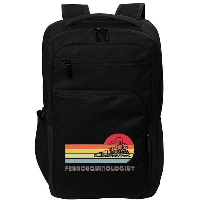 Ferroequinologist Model Train Enthusiast Railroading Railfan Impact Tech Backpack