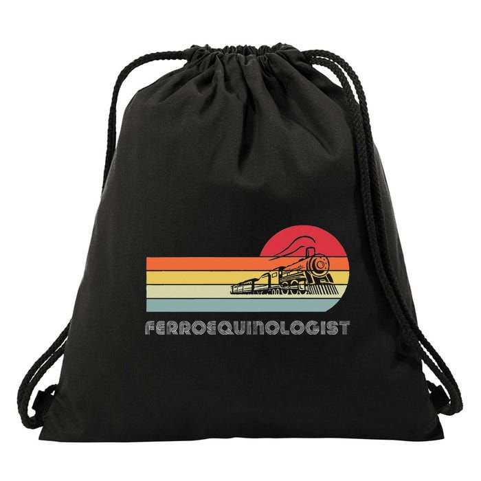 Ferroequinologist Model Train Enthusiast Railroading Railfan Drawstring Bag