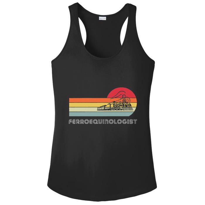 Ferroequinologist Model Train Enthusiast Railroading Railfan Ladies PosiCharge Competitor Racerback Tank