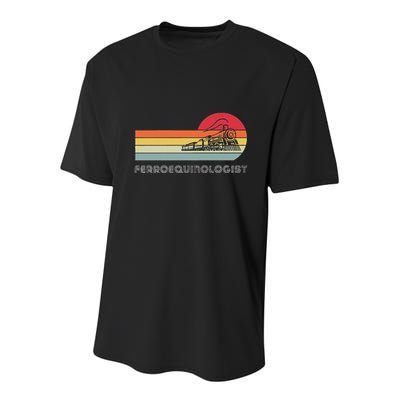 Ferroequinologist Model Train Enthusiast Railroading Railfan Youth Performance Sprint T-Shirt