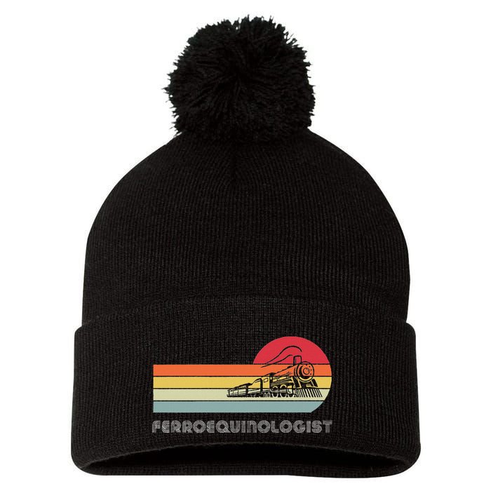 Ferroequinologist Model Train Enthusiast Railroading Railfan Pom Pom 12in Knit Beanie