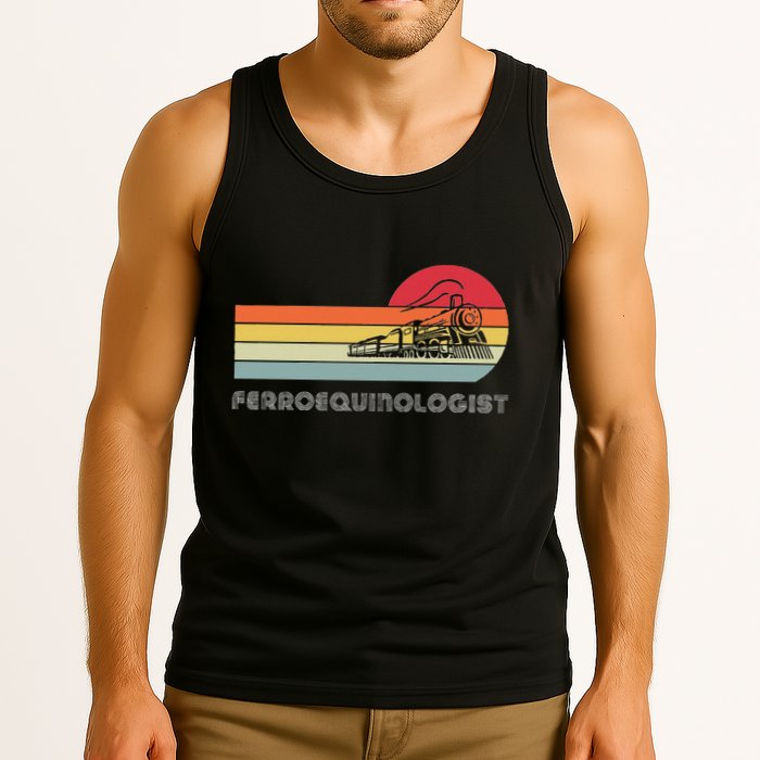 Ferroequinologist Model Train Enthusiast Railroading Railfan Tank Top