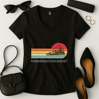 Ferroequinologist Model Train Enthusiast Railroading Railfan Women's V-Neck T-Shirt