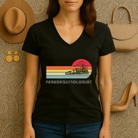 Ferroequinologist Model Train Enthusiast Railroading Railfan Women's V-Neck T-Shirt