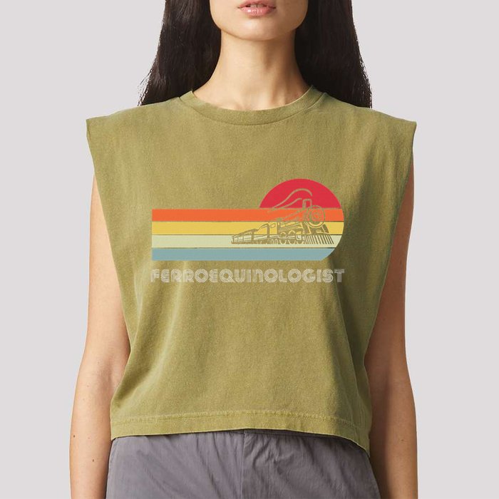 Ferroequinologist Model Train Enthusiast Railroading Railfan Garment-Dyed Women's Muscle Tee