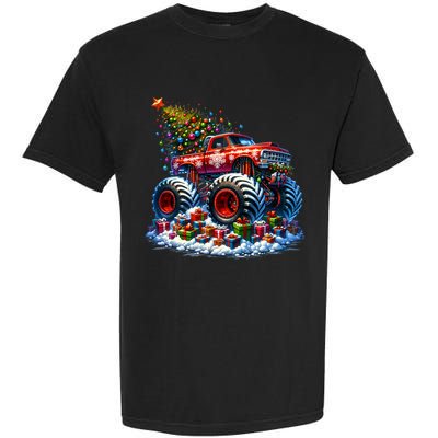 Funny Monster Truck Christmas Tree Snowflakes Cute Gift Garment-Dyed Heavyweight T-Shirt
