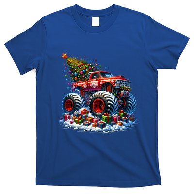 Funny Monster Truck Christmas Tree Snowflakes Cute Gift T-Shirt