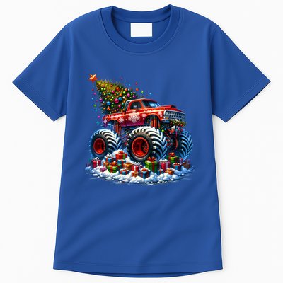 Funny Monster Truck Christmas Tree Snowflakes Cute Gift Tall T-Shirt