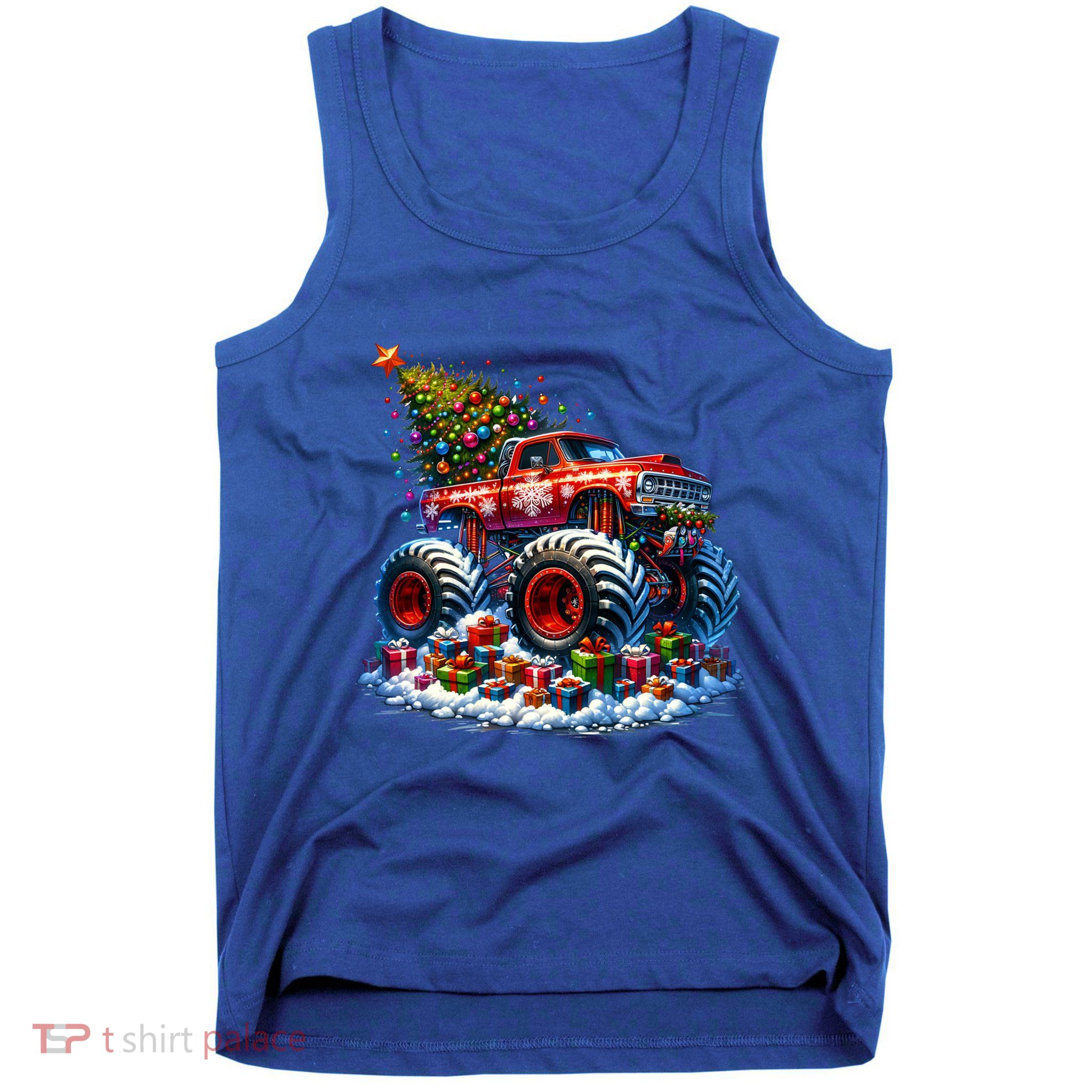 Funny Monster Truck Christmas Tree Snowflakes Cute Gift Tank Top