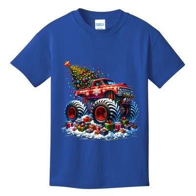 Funny Monster Truck Christmas Tree Snowflakes Cute Gift Kids T-Shirt