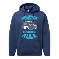 Funny Monster Truck Rule Gift Performance Fleece Hoodie