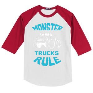 Funny Monster Truck Rule Gift Kids Colorblock Raglan Jersey