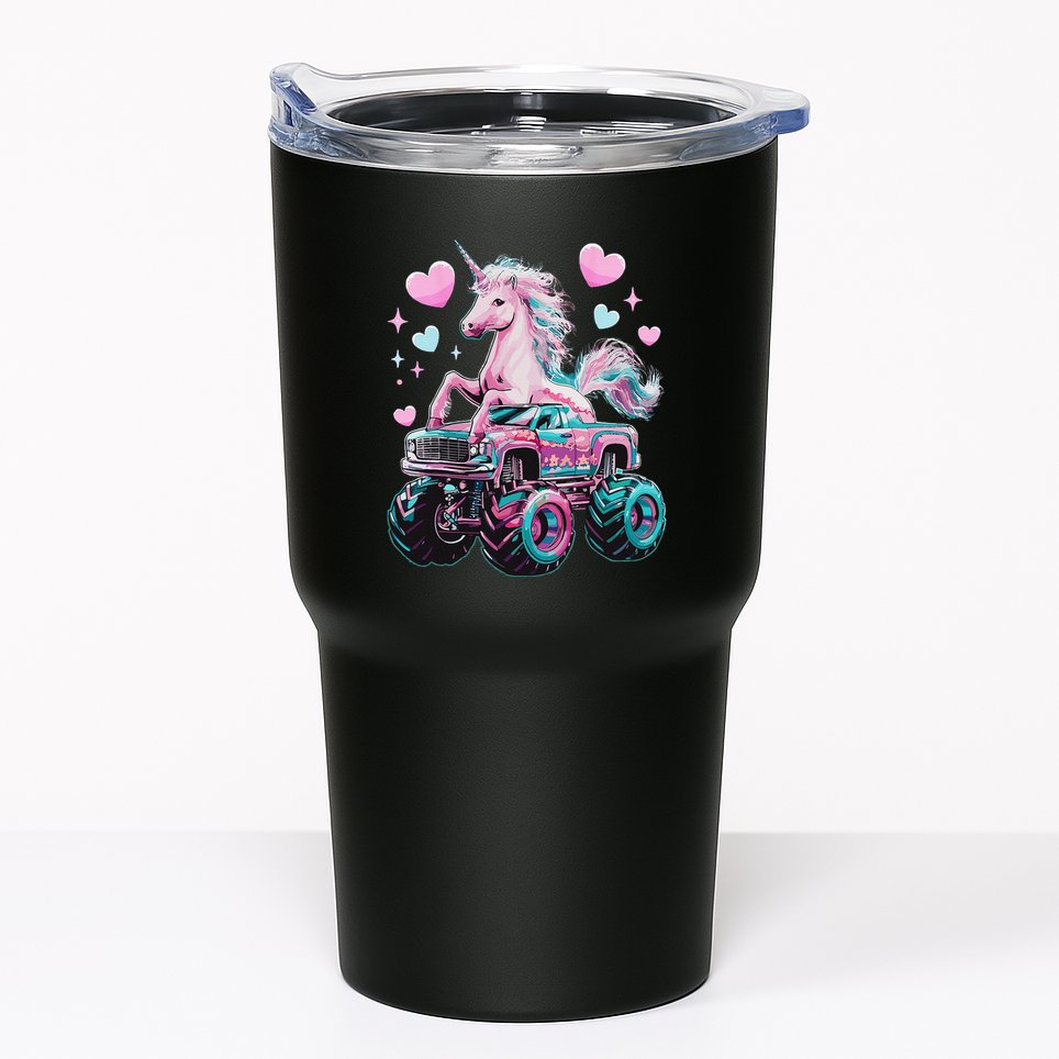 Funny Monster Truck Unicorn Girl Birthday Party Monster Truck Gift Tumbler