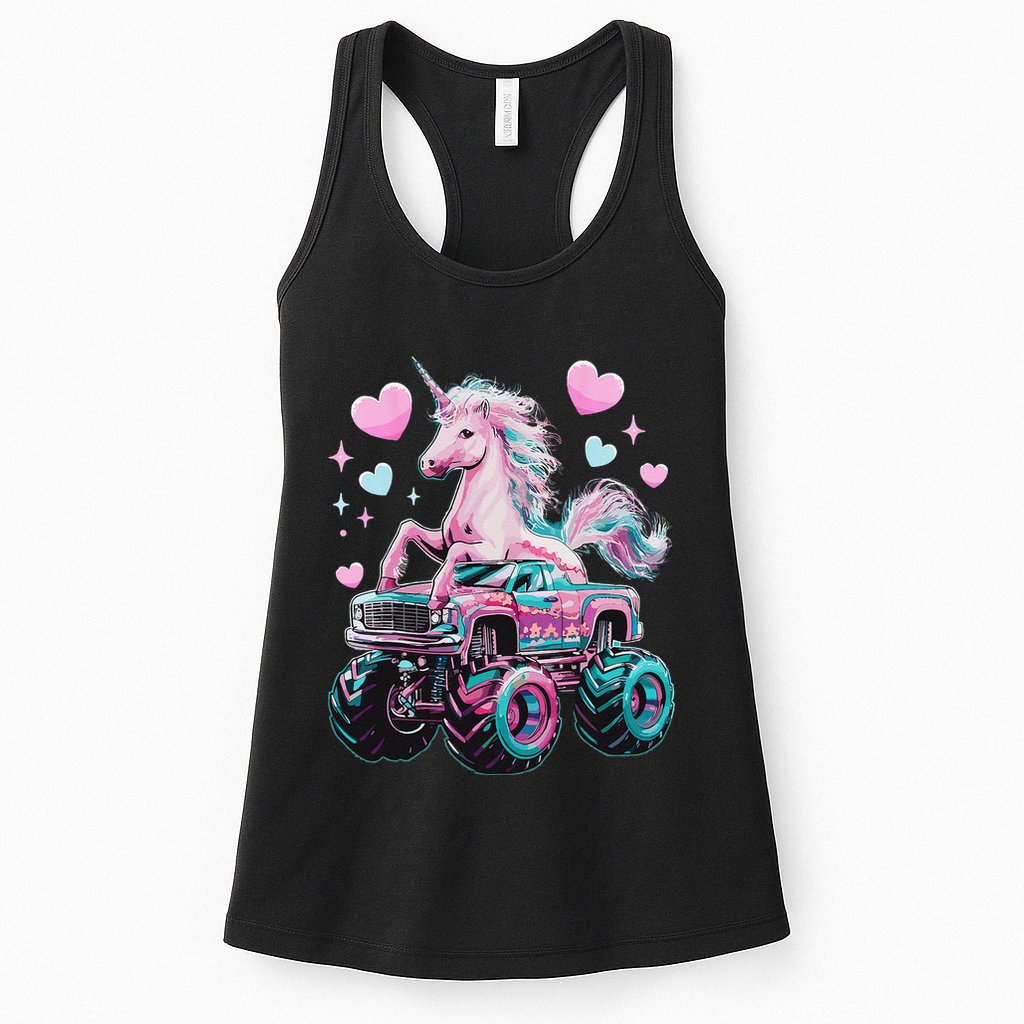 Funny Monster Truck Unicorn Girl Birthday Party Monster Truck Gift Womens Tank Top