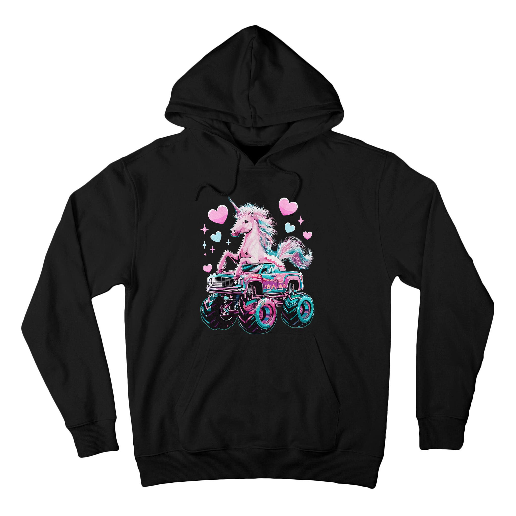 Funny Monster Truck Unicorn Girl Birthday Party Monster Truck Gift Tall Hoodie