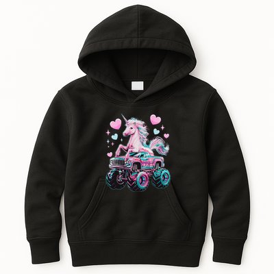 Funny Monster Truck Unicorn Girl Birthday Party Monster Truck Gift Kids Hoodie