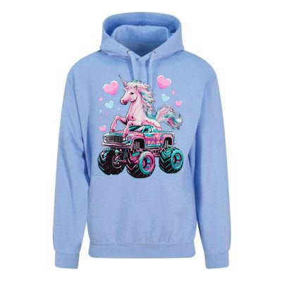 Funny Monster Truck Unicorn Girl Birthday Party Monster Truck Gift Unisex Surf Hoodie