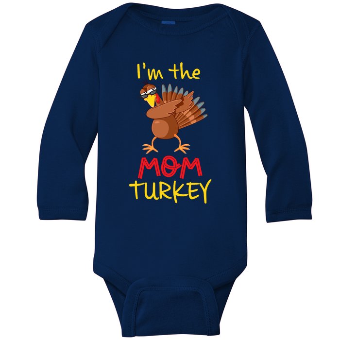 Funny Mom Turkey Matching Family Group Thanksgiving Party Baby Long Sleeve Bodysuit