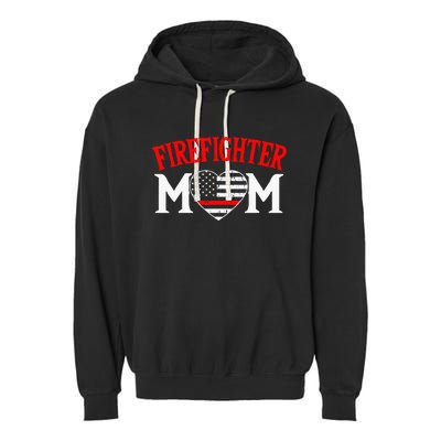 Firefighter Mom Thin Red Line Fireman Firefighting Patriotic Garment-Dyed Fleece Hoodie