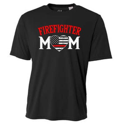 Firefighter Mom Thin Red Line Fireman Firefighting Patriotic Cooling Performance Crew T-Shirt