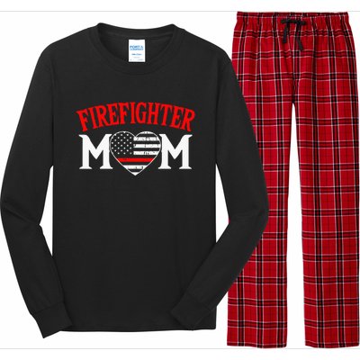 Firefighter Mom Thin Red Line Fireman Firefighting Patriotic Long Sleeve Pajama Set