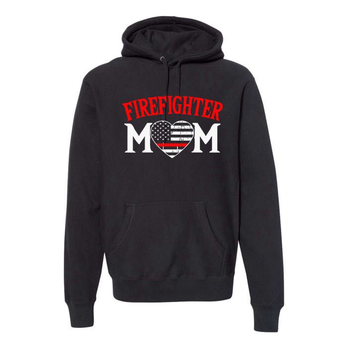 Firefighter Mom Thin Red Line Fireman Firefighting Patriotic Premium Hoodie