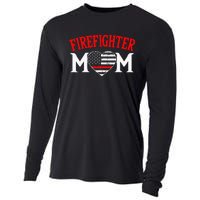 Firefighter Mom Thin Red Line Fireman Firefighting Patriotic Cooling Performance Long Sleeve Crew