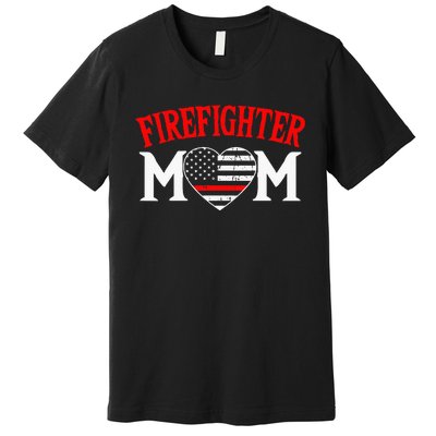 Firefighter Mom Thin Red Line Fireman Firefighting Patriotic Premium T-Shirt