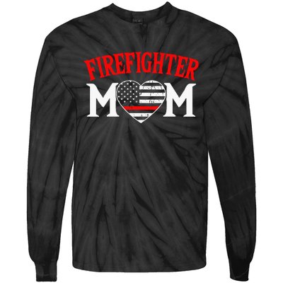 Firefighter Mom Thin Red Line Fireman Firefighting Patriotic Tie-Dye Long Sleeve Shirt