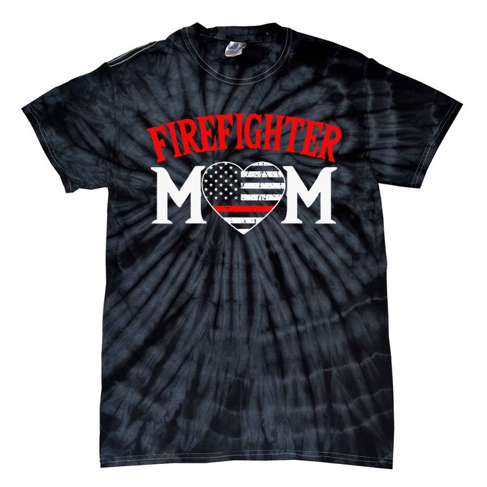 Firefighter Mom Thin Red Line Fireman Firefighting Patriotic Tie-Dye T-Shirt