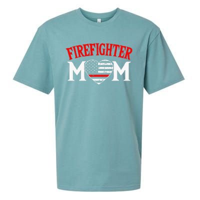 Firefighter Mom Thin Red Line Fireman Firefighting Patriotic Sueded Cloud Jersey T-Shirt