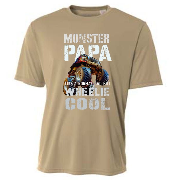 Funny MONSTER TRUCK PAPA Like Normal Dad But Wheelie Cool Cooling Performance Crew T-Shirt