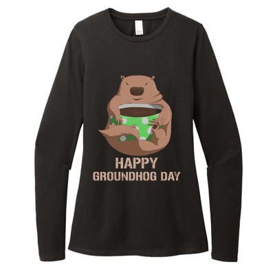 Funny Marmot Tee Vintage Coffee Lover Happy Groundhog Day Cool Gift Womens CVC Long Sleeve Shirt